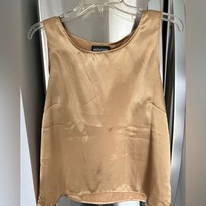 Gold satin camisole or tank/blouse can be worn alone or under a jacket